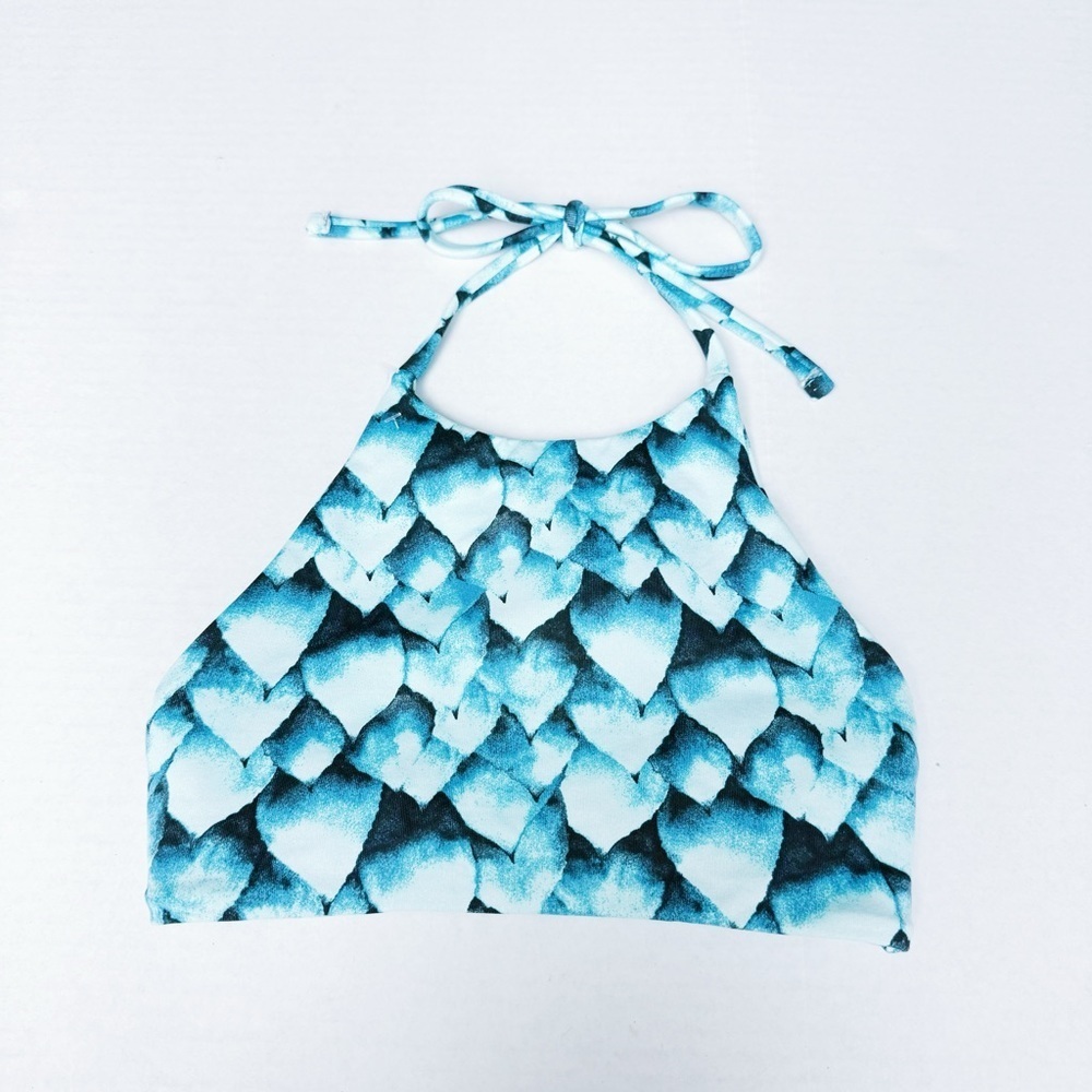 Midori Bikinis - Blue Heart High Neck Bikini Top